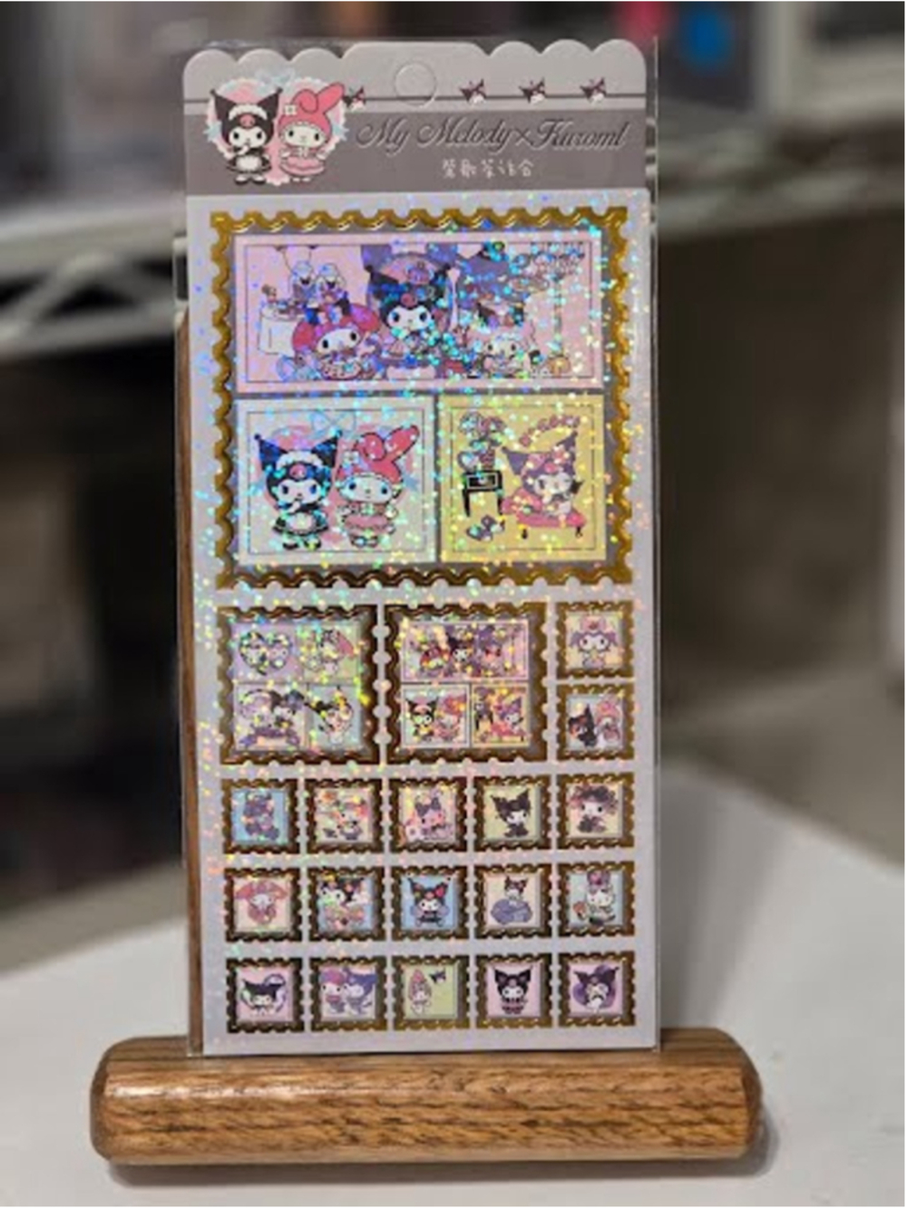 #KM-2246 Kuromi and My Melody Stamp Sticker Sheet Foil Laser Stickers